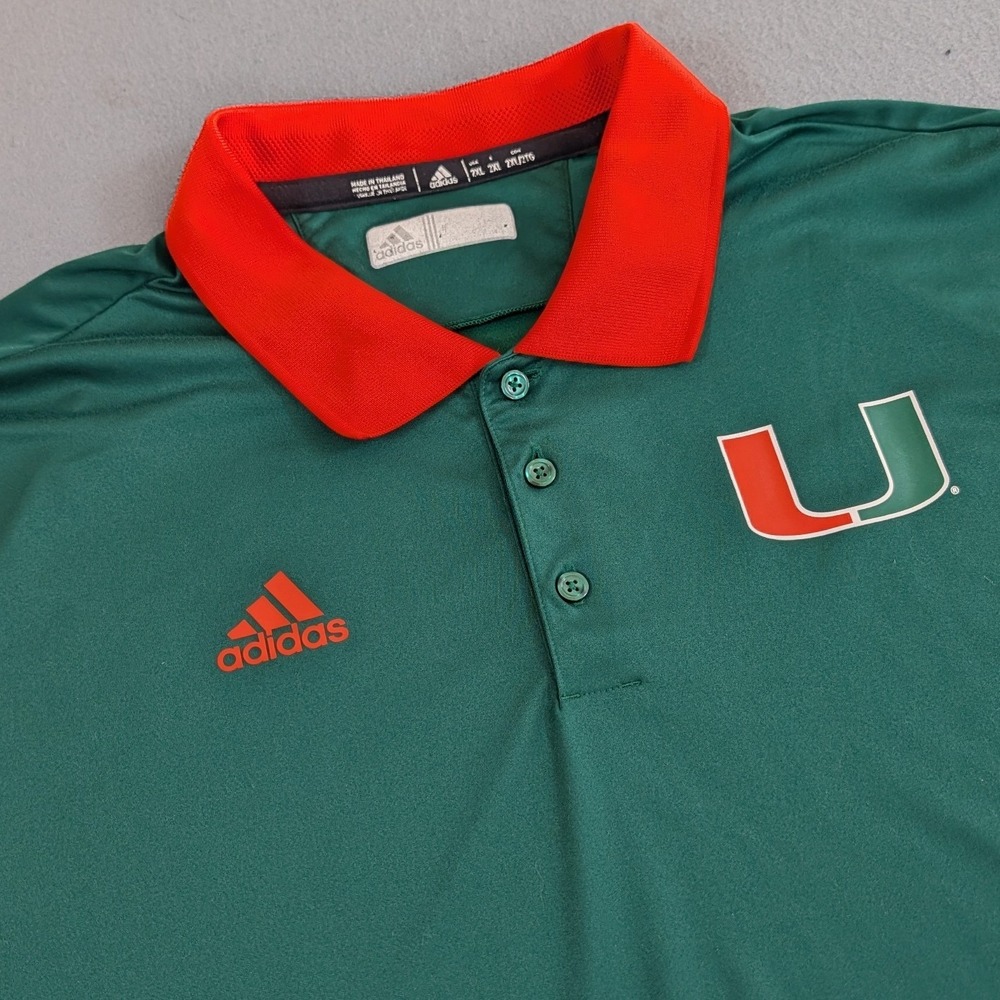 University of Miami Hurricanes Adidas Polo Shirt Men 2XL ACC NCAA